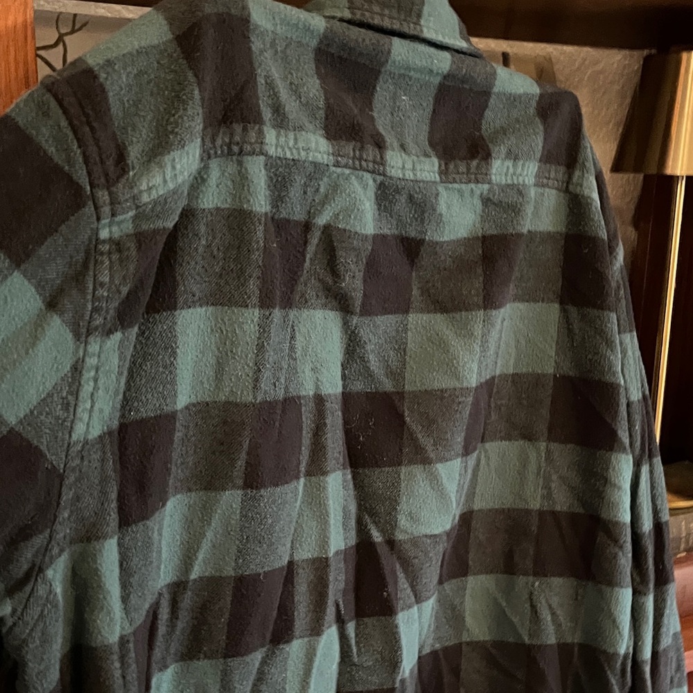 American Eagle Outfitters Black & Teal Plaid Shirt Jacket - Picture 6 of 7